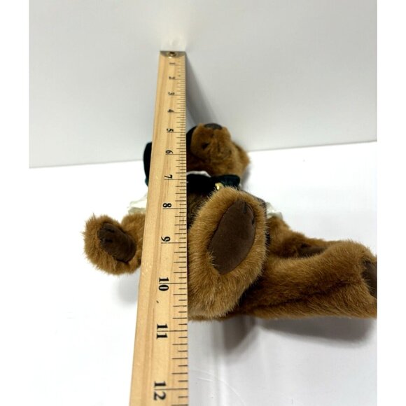 VTG Fine Toy Company Teddy Bear Brown Plush German Sweater Vest Velvet Green Hat - Picture 7 of 7